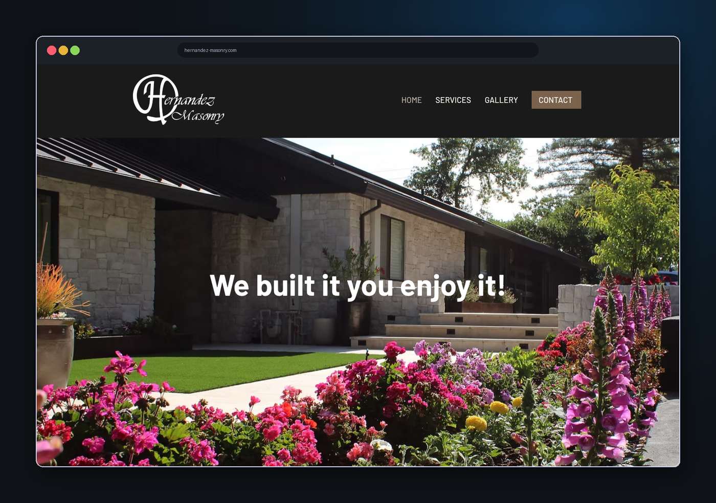 Hernandez Masonry website, a trades site designed by City 27 to be found locally and turn visits into calls