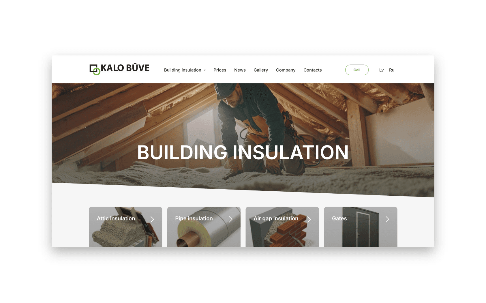 Kalo Būve energy efficiency and building insulation company website design by ReachBeyond