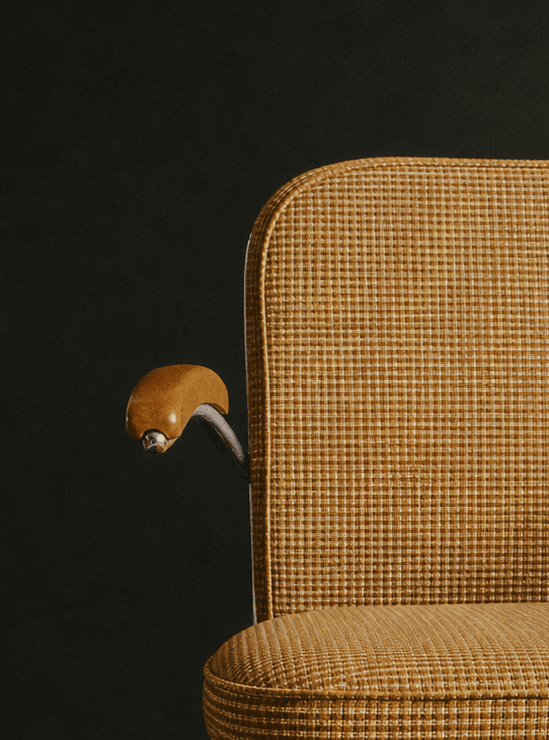 Close up of a 80s yellow chair