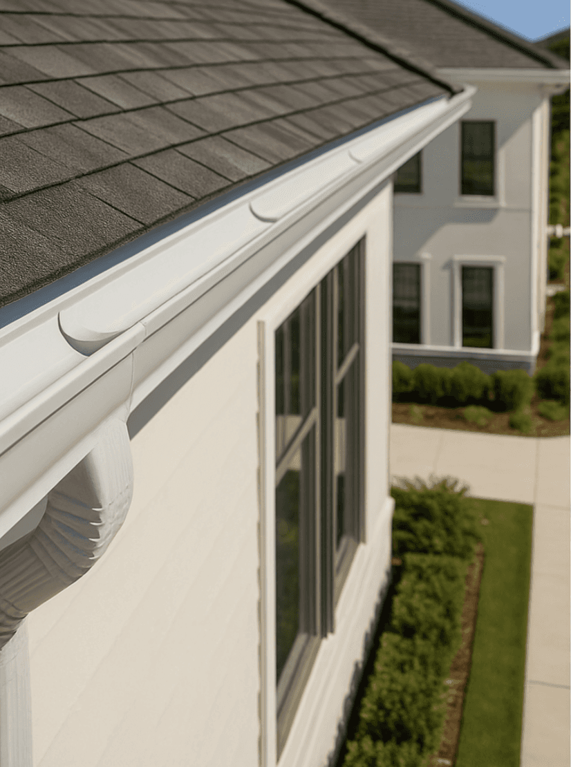 Well-maintained gutters on modern home in Bonita Springs, Florida.