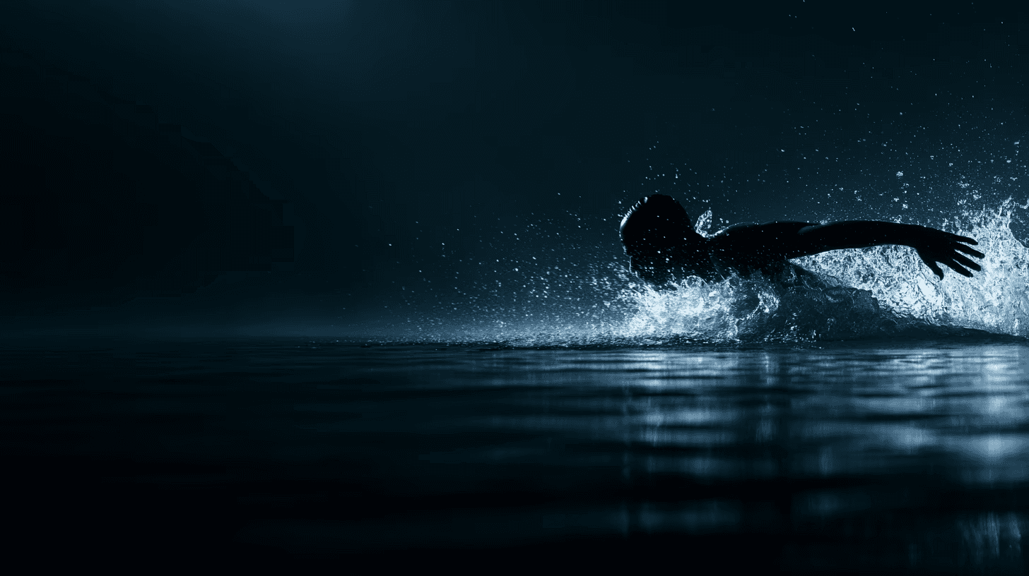 An elite swimmer swimming butterfly
