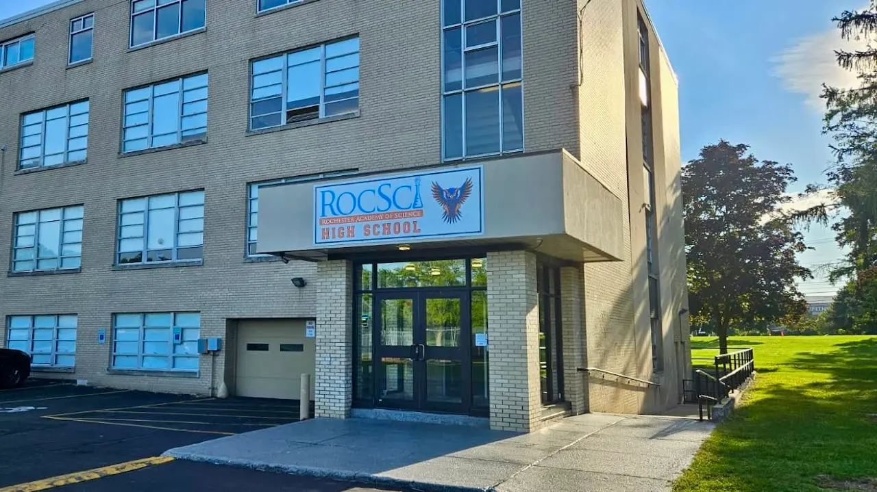 Exterior of Rochester Academy of Science High School at 125 Kings Hwy S
