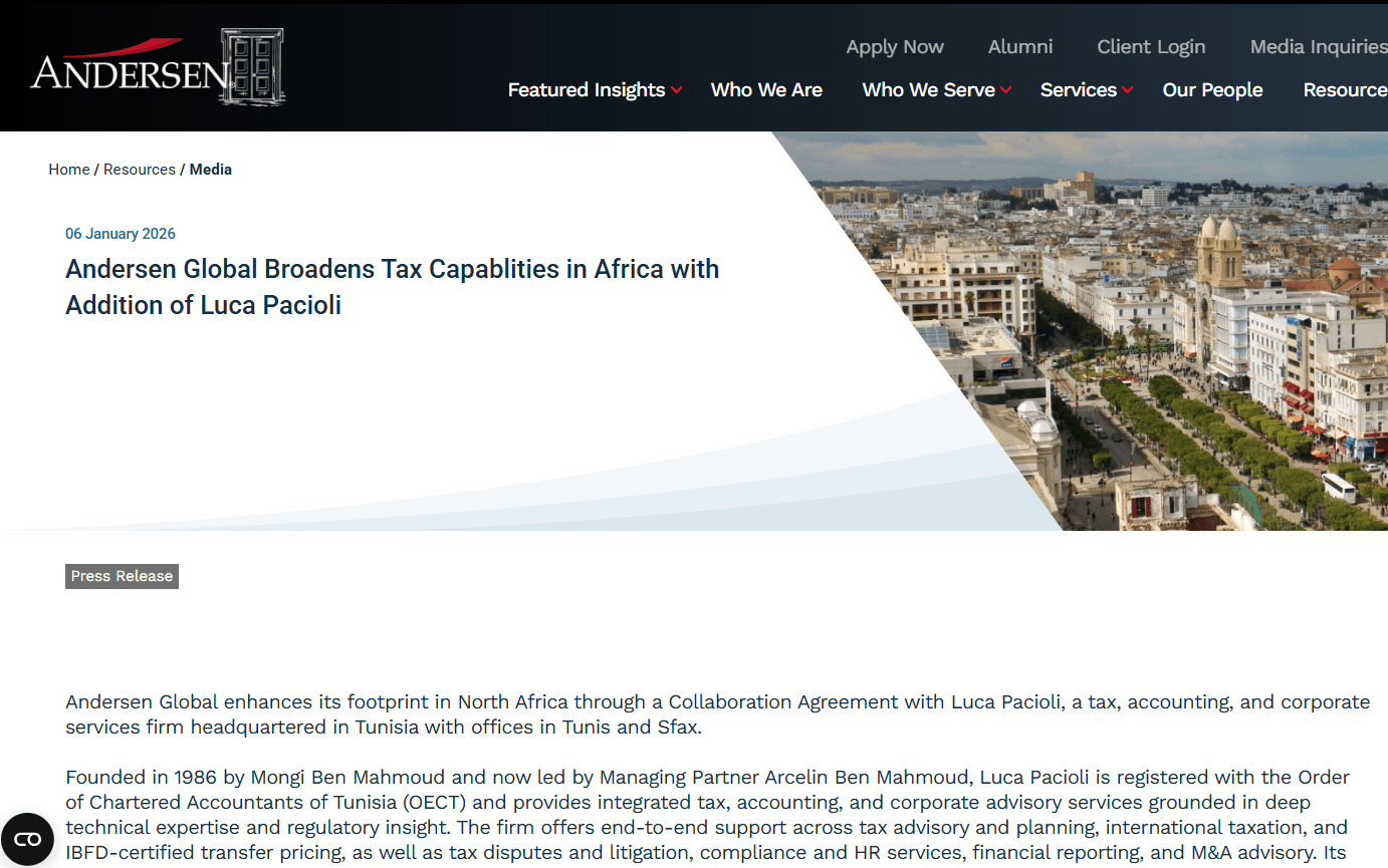 Andersen global in tunisia luca pacioli