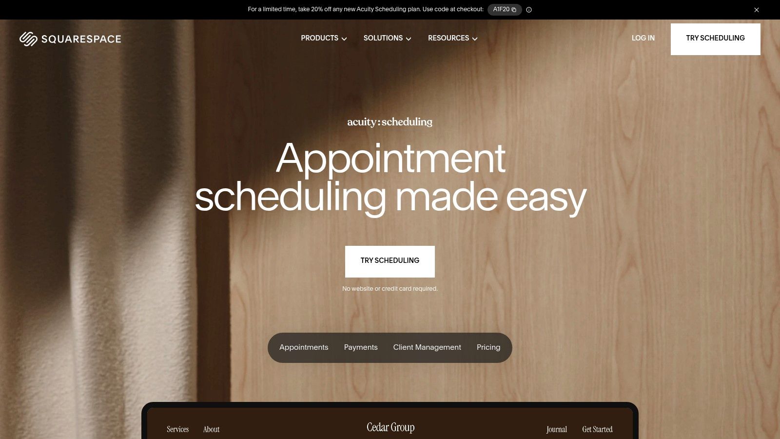 Squarespace Scheduling (Acuity)'s calendar interface showing appointments and availability.