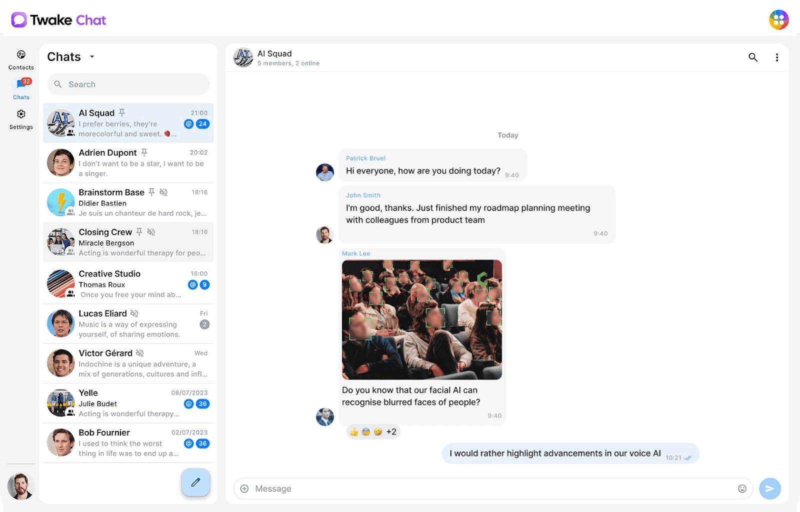 Interface of Twake Chat