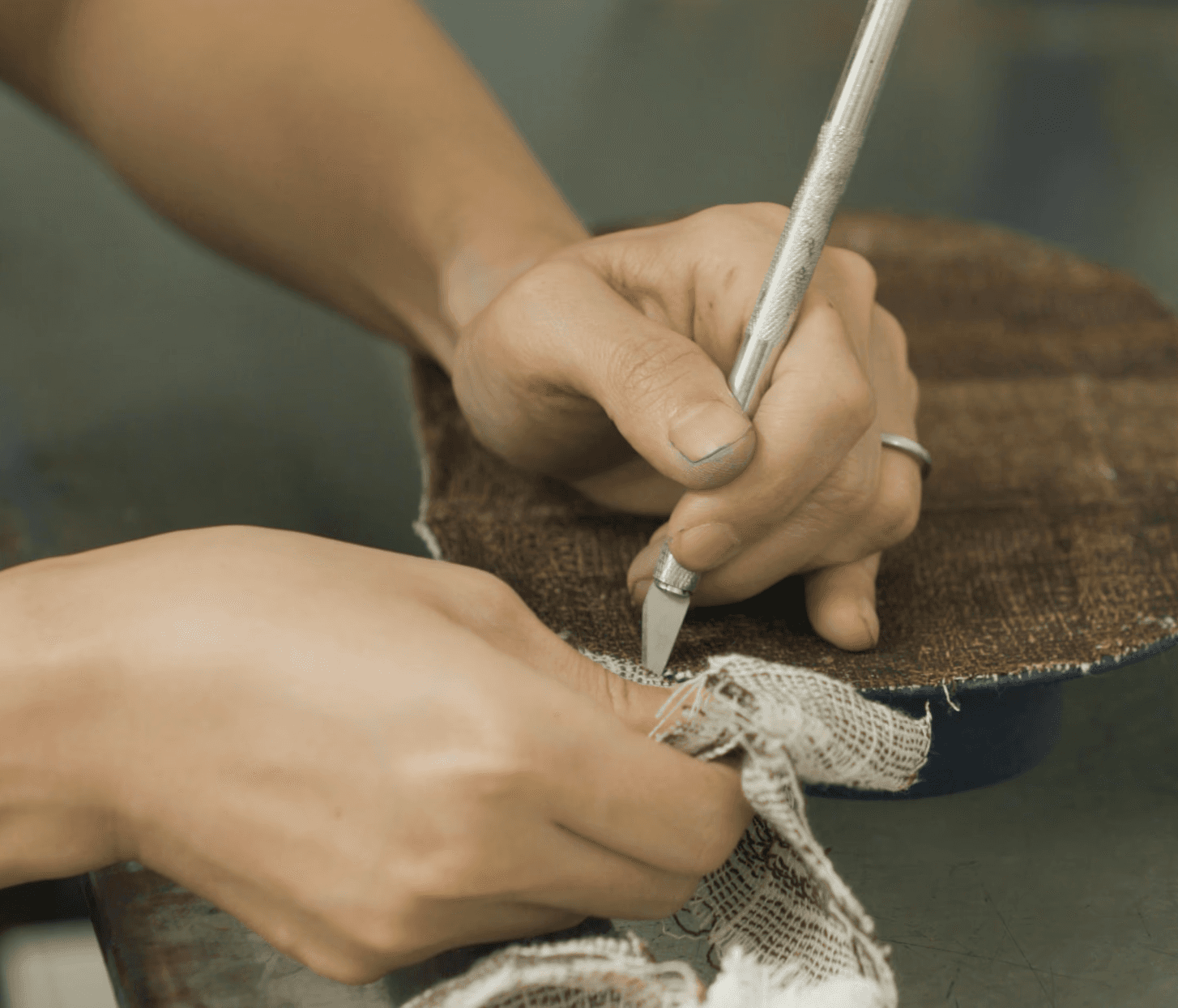a couple of vases sitting on top of a white floor