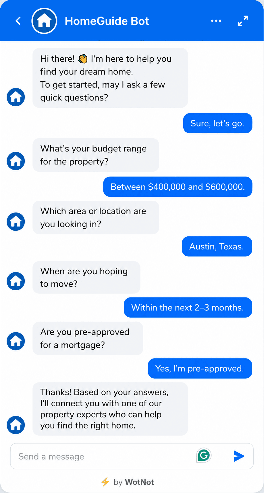 Real estate lead qualification chatbot