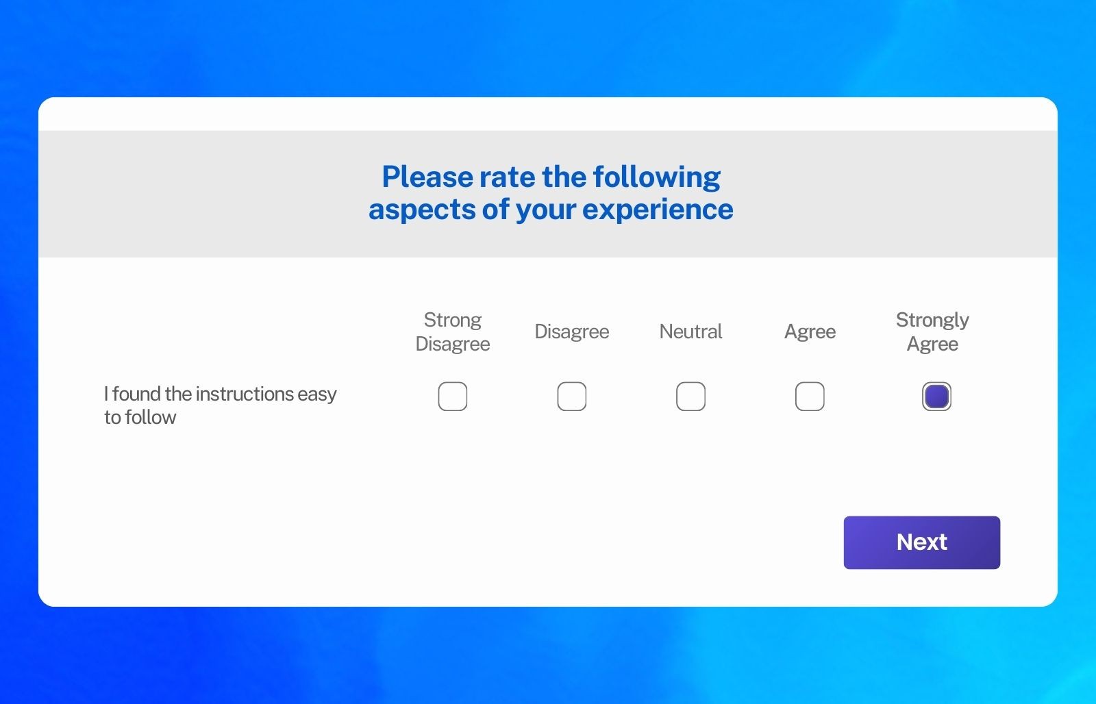 Interval scale example showing Likert rating scale survey question