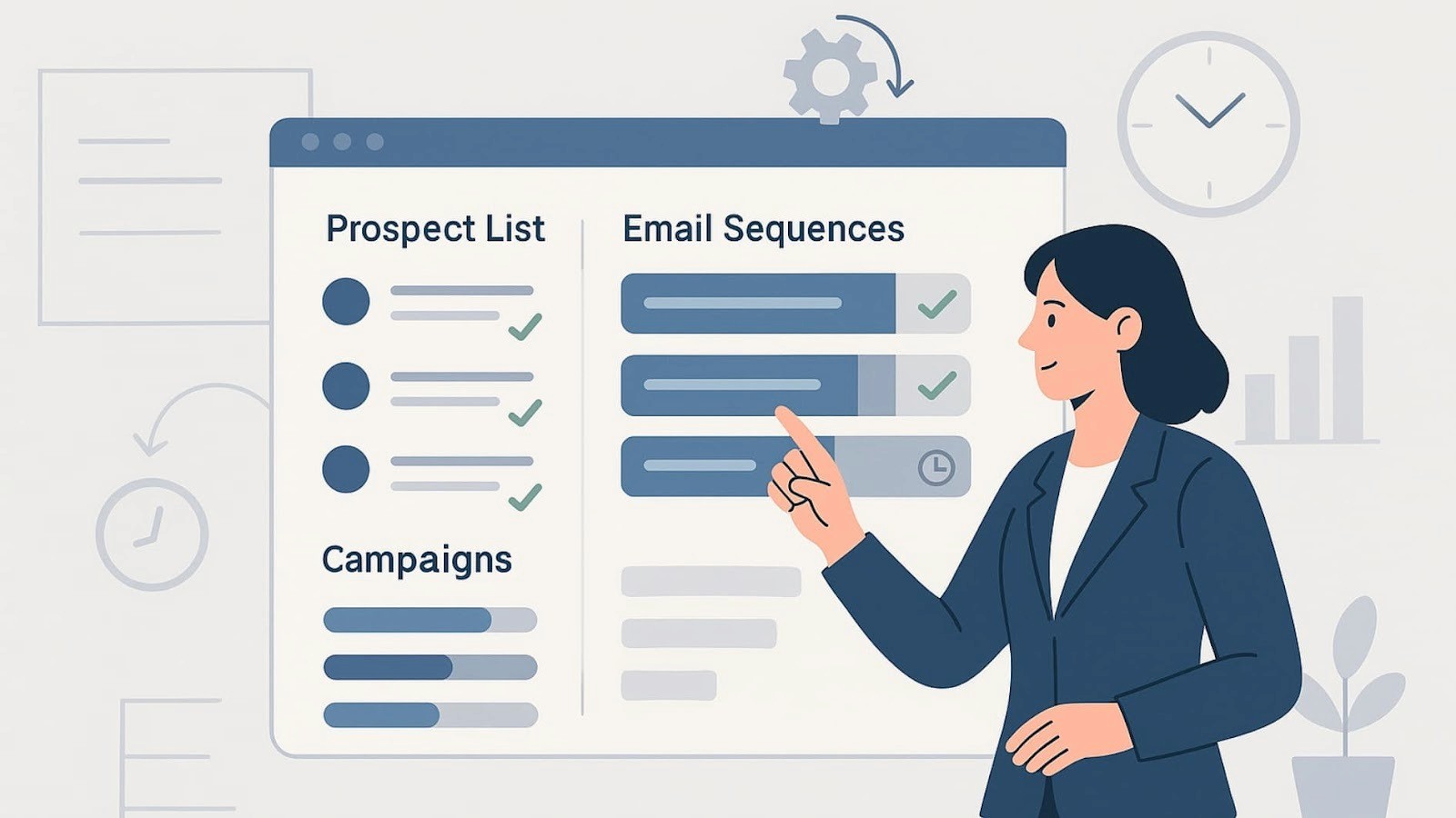 Illustration of cold email outreach generates leads by managing prospect lists, email sequences, and marketing campaigns effectively.