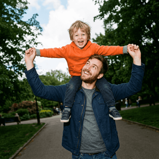 Father and his son at the park