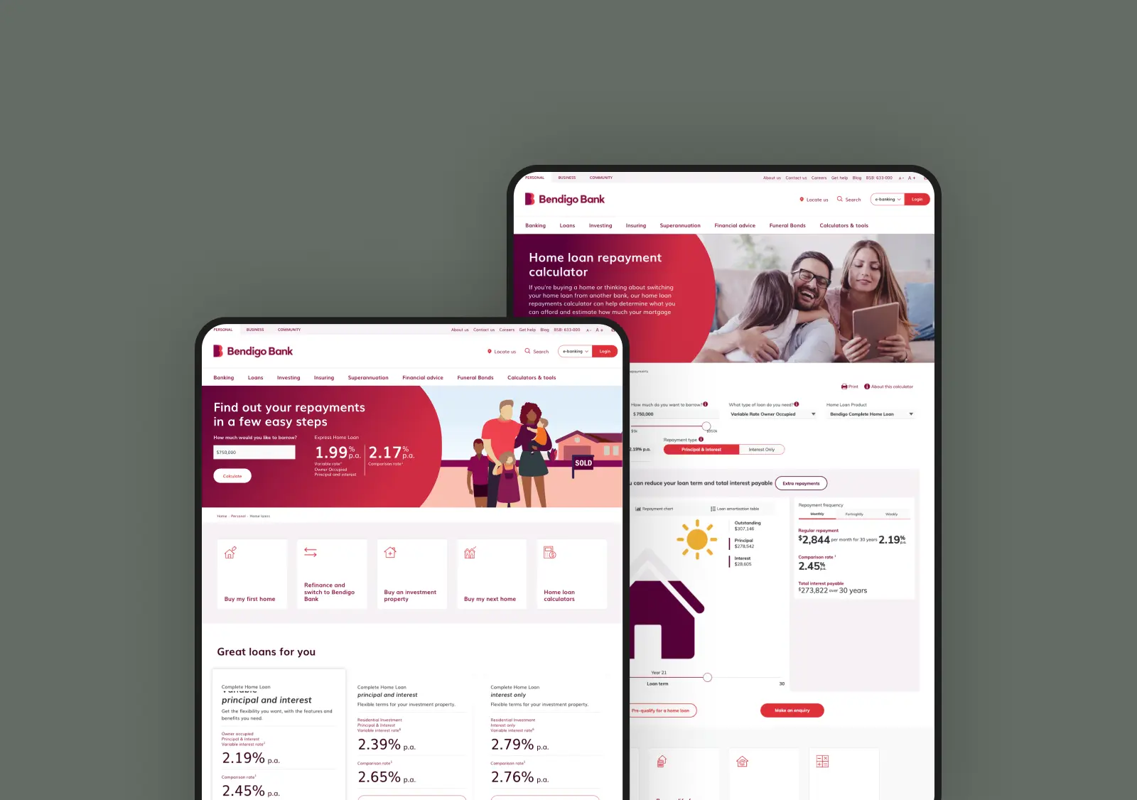 Desktop screens from variation 2