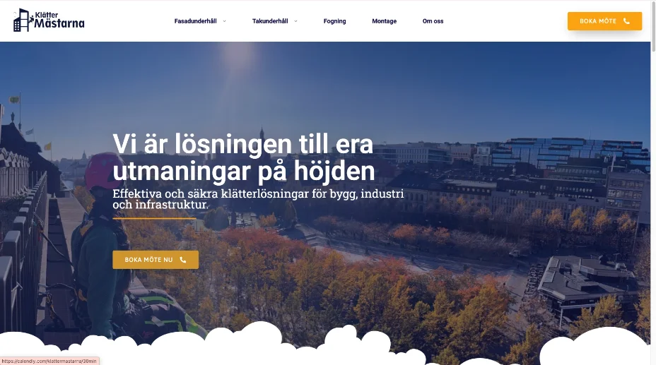 Klättermästarna – hemsida med bokning och SEO