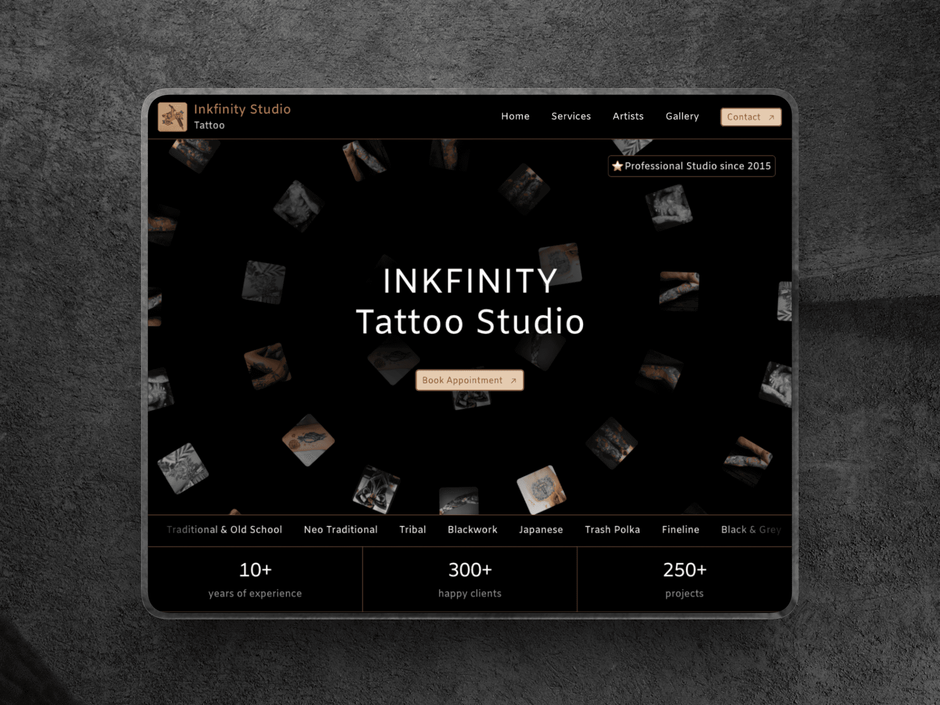Site web à personnaliser pour les salons de tatouages.