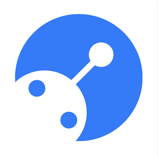 Company logo in blue, showcasing a clean and professional appearance.