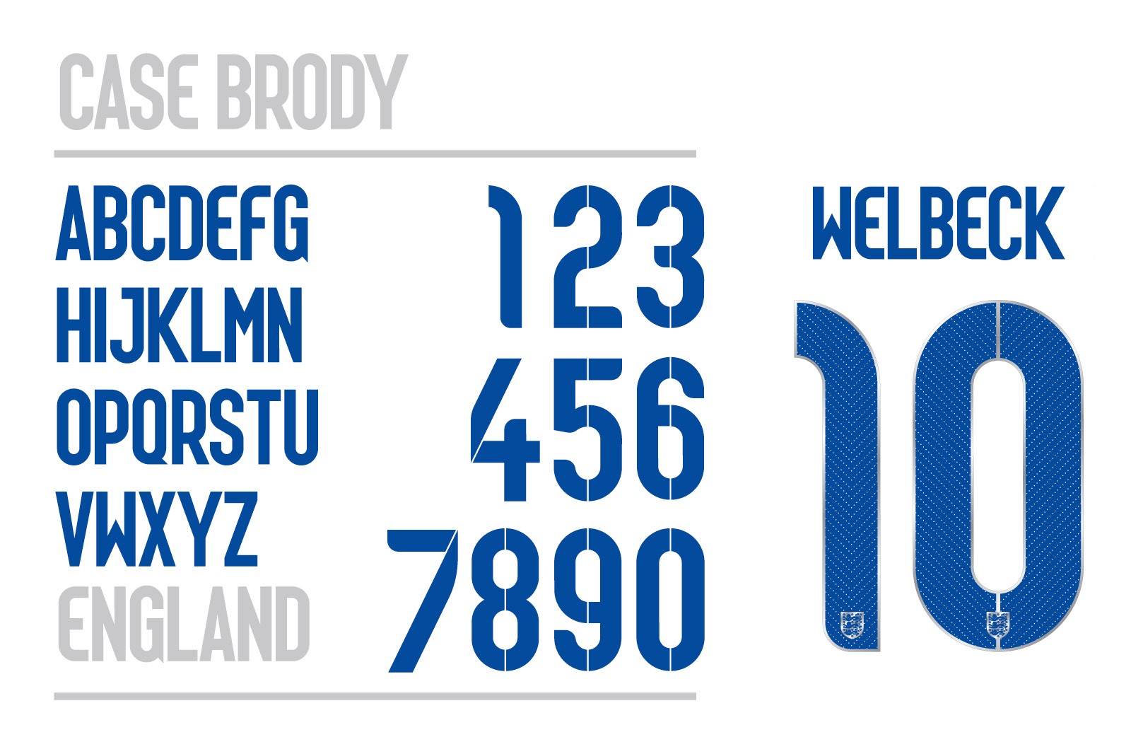 Image featuring a design with various numbers and text, including "CASE BRADY," "123," "456," "7890," and "MELRICK 10."