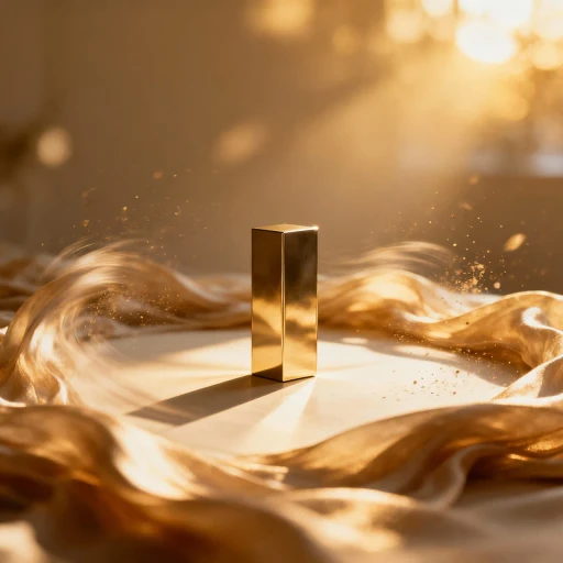 Golden rectangular pillar standing firmly amidst swirling ethereal energy - Energy State stable resource concept