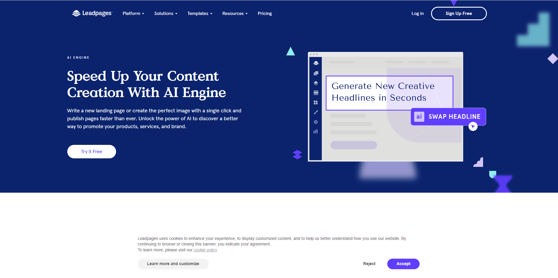 Leadpages AI Engine Home page