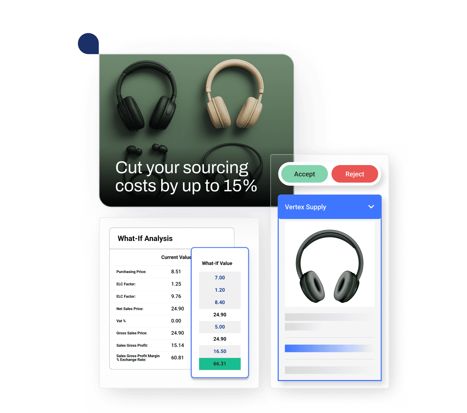 Sourcing and Costing Management with what-if analysis, supplier quote comparison, and cost-saving insights