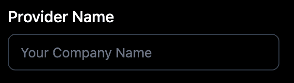 Provider name field