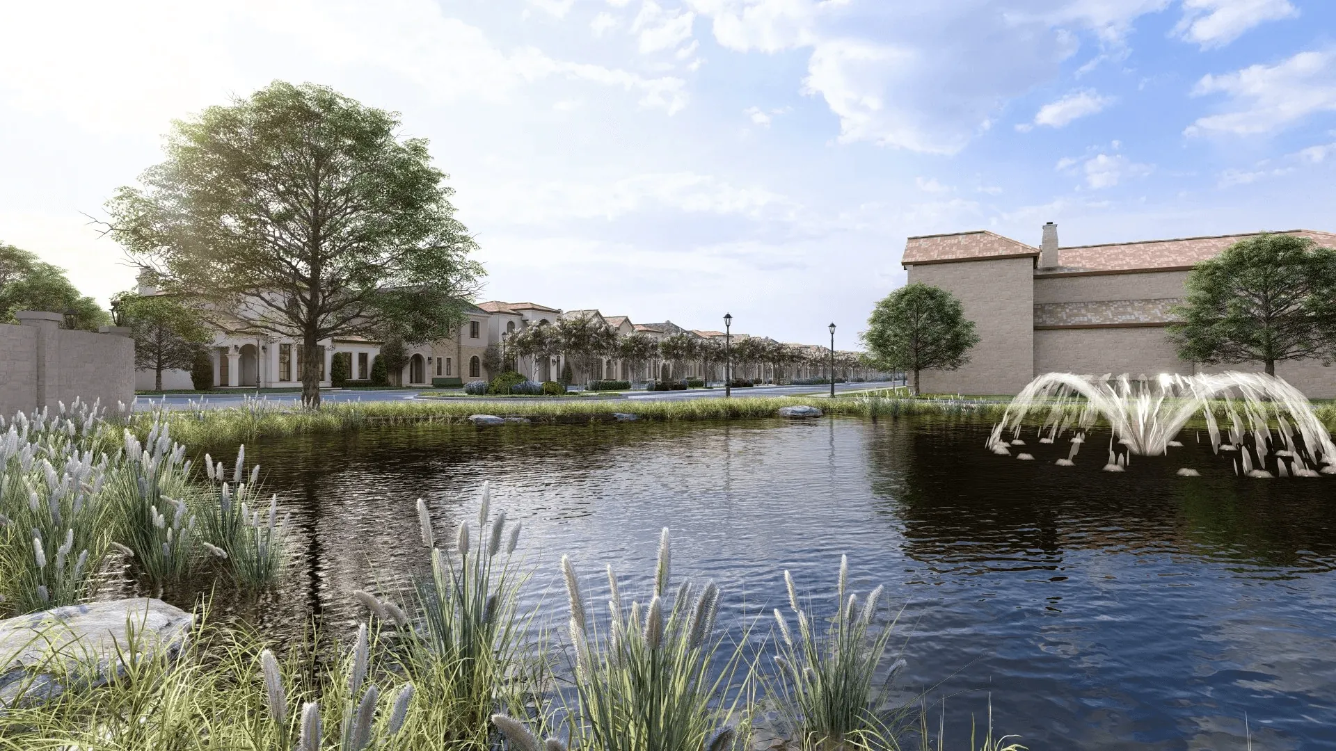 Luxury lakefront community landscape in Southlake Tx