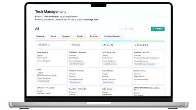 Sports tech management platform - Tech management feature