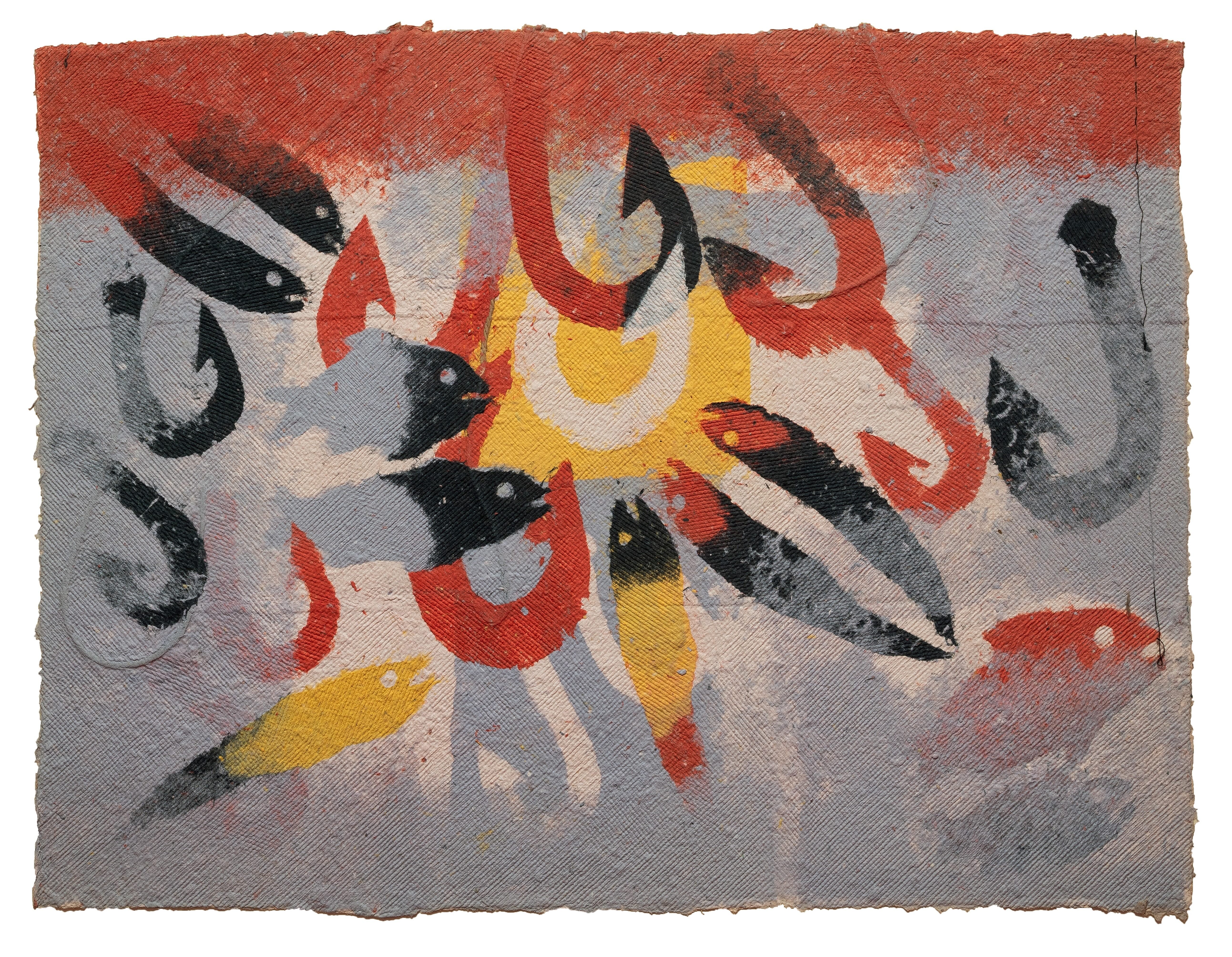 herd of sheep on road painting