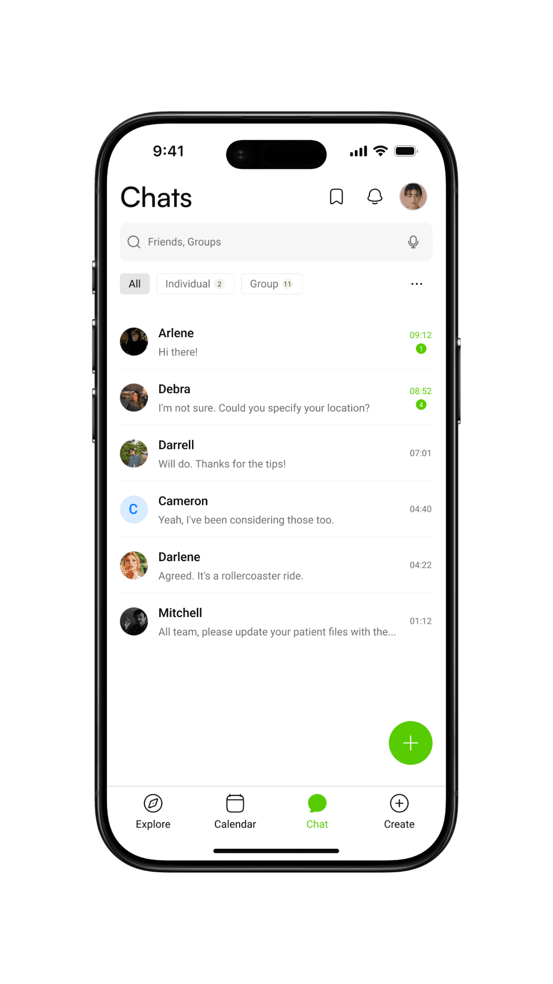 chat page mockup