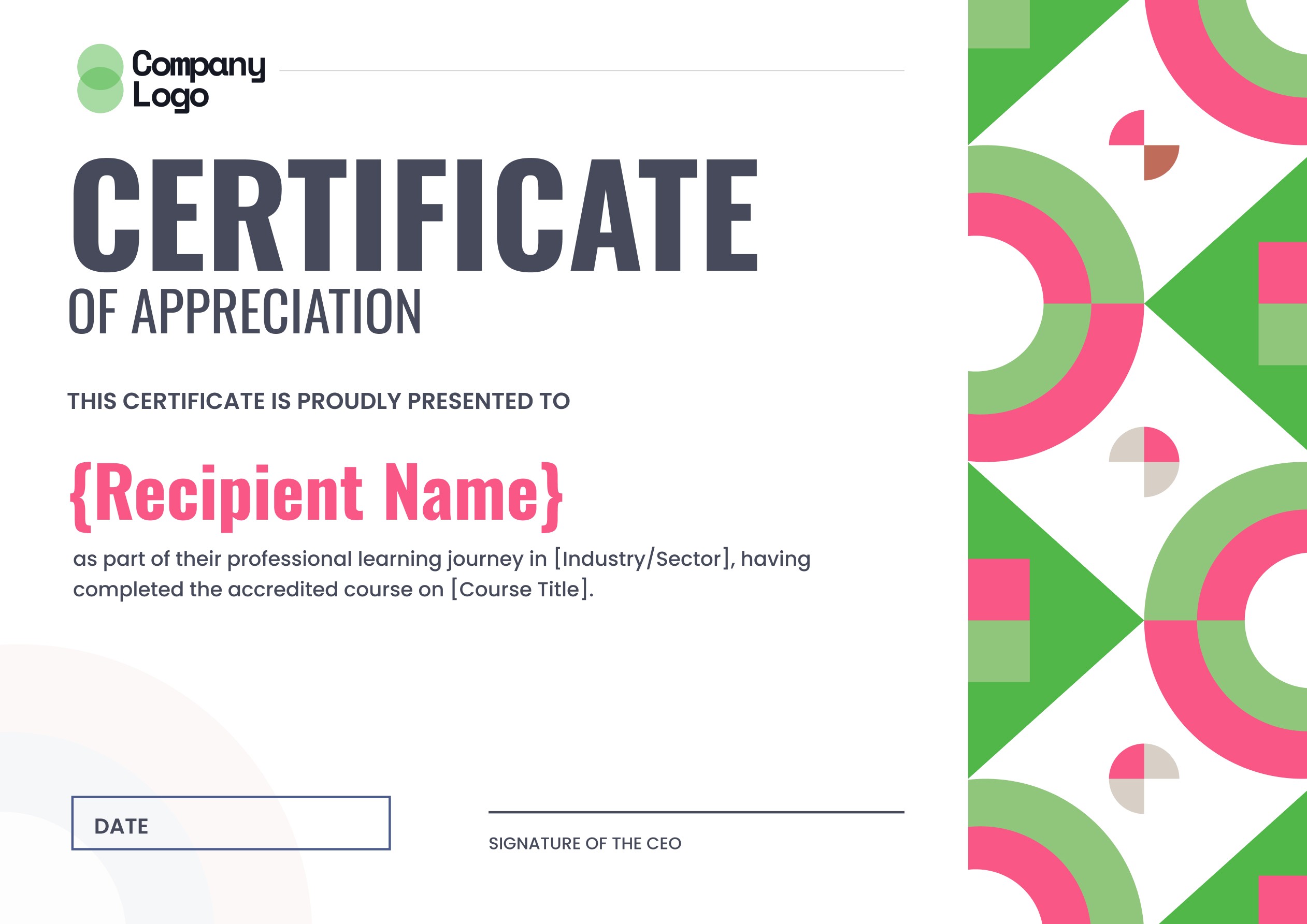 Wauld - Official and formal certificate of training template
