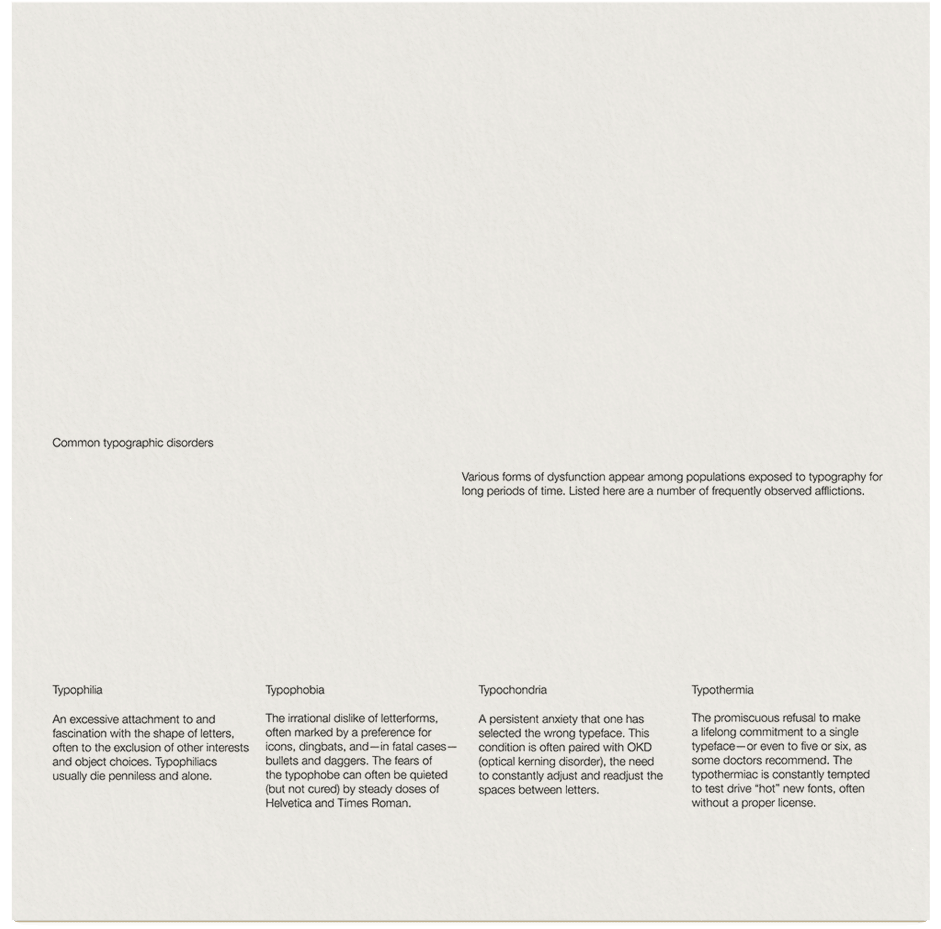 swiss typographic layout , typography example 3 - layout design by selina donohoe 