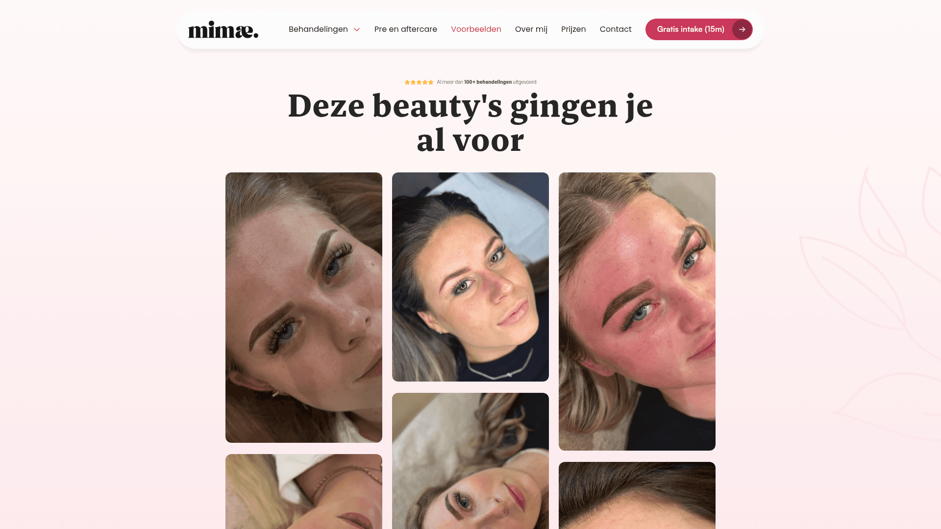 Close-up van een geheelde powder brow met zachte poederachtige overgang