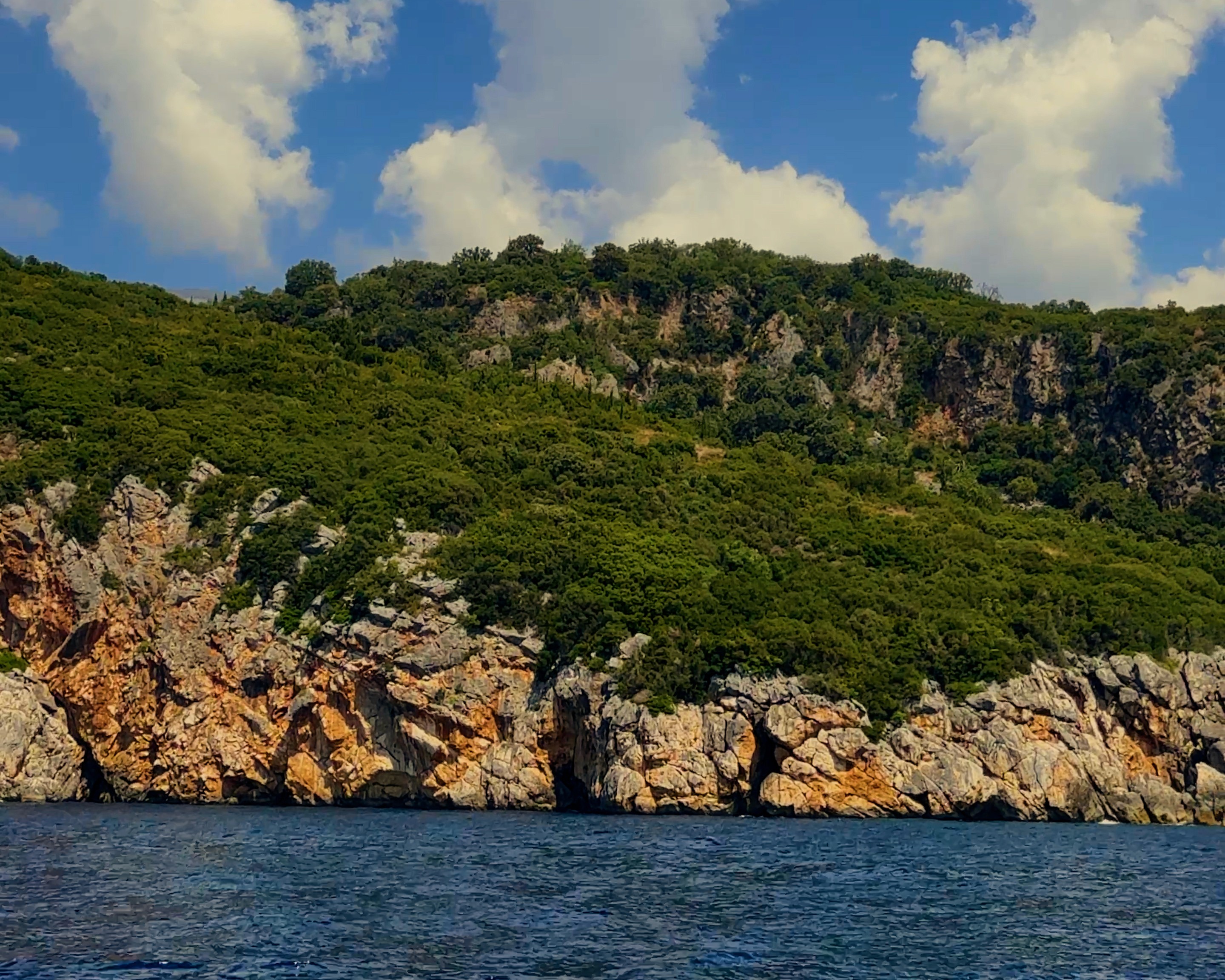 The Albanian coastline from the water