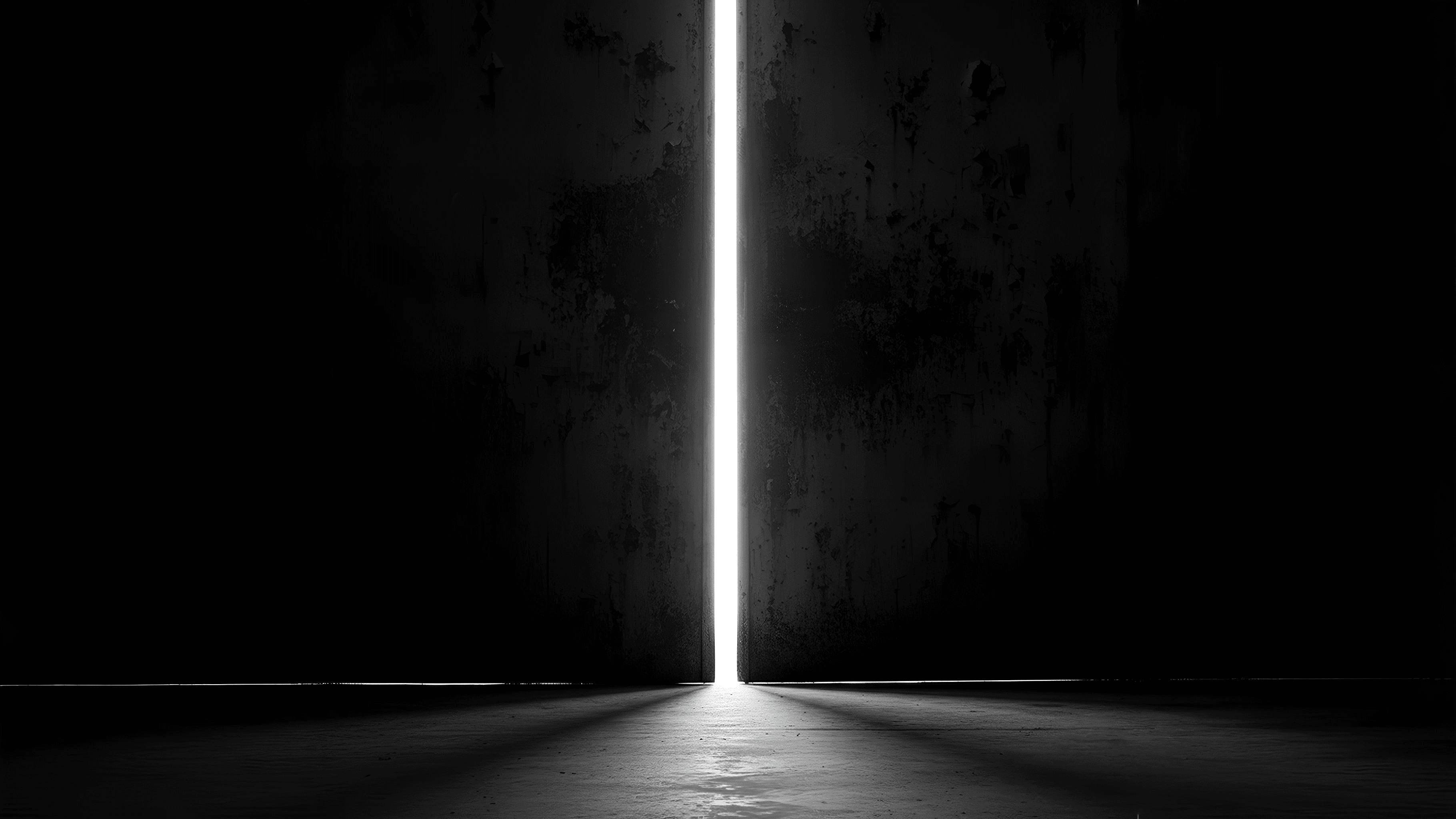 Heavy iron door opening to reveal a blinding white light