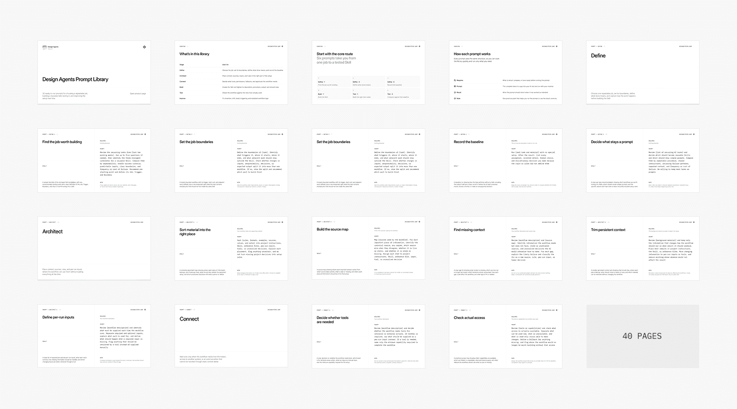 Design Agents 30-prompt workflow library