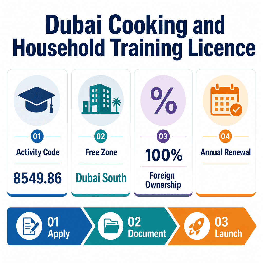 Infographic: Cooking & Household Training Services Business License in Dubai: Cost and Requirements