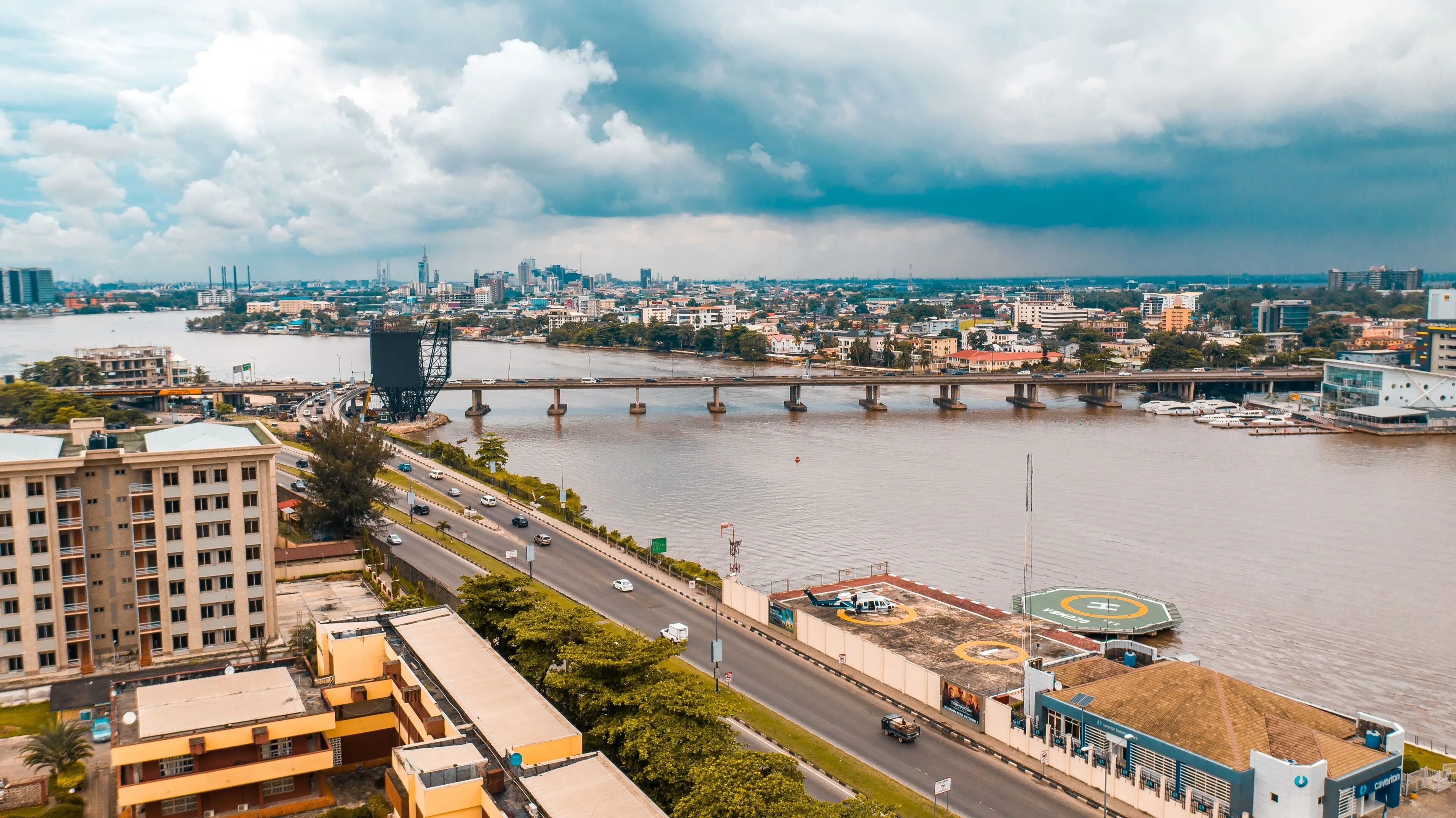 Lagos island bridge showing connection between mainland and island