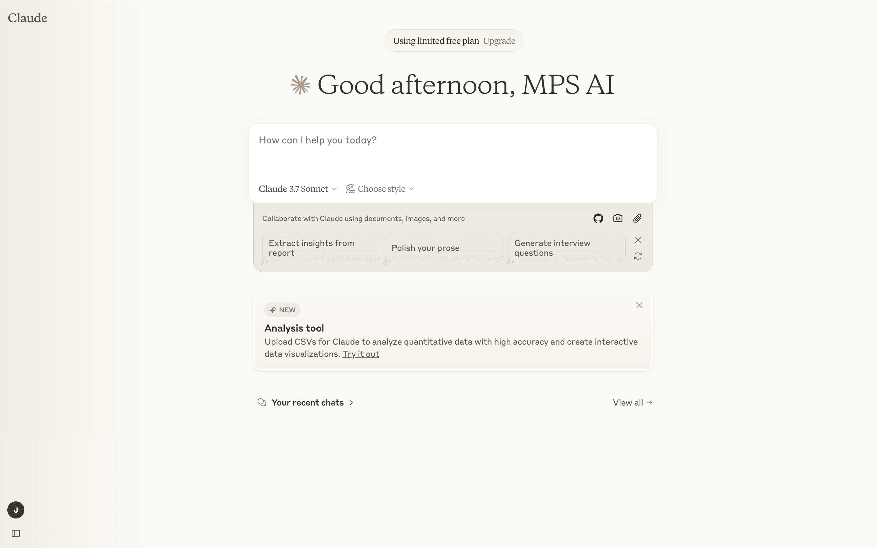 Screenshot van de Claude.ai website
