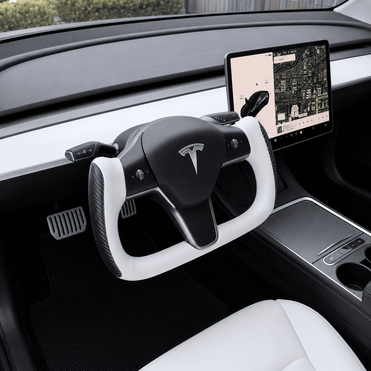 EV Works Yooke Steering Wheel installed in Tesla Model 3