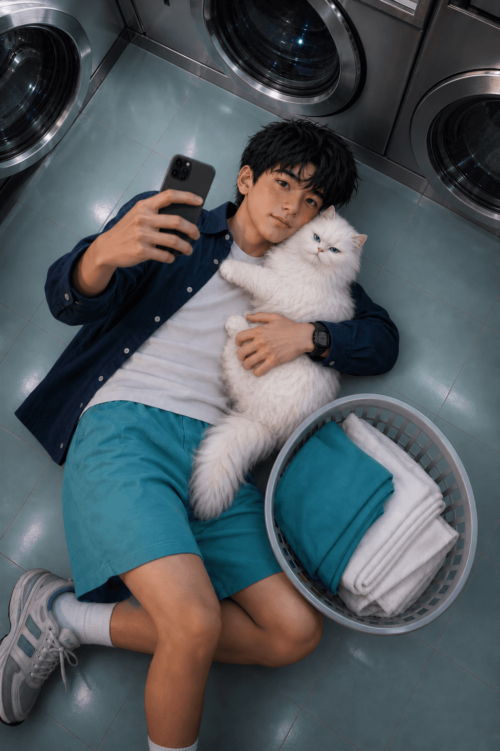 08 躺著抱貓咪