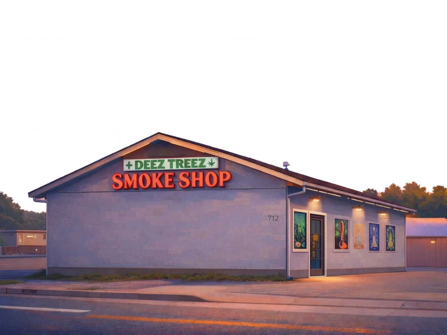 Deez Treez Smoke Shop storefront illustration, Deltona FL