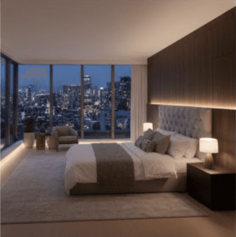 bedroom of an Urban sky residence