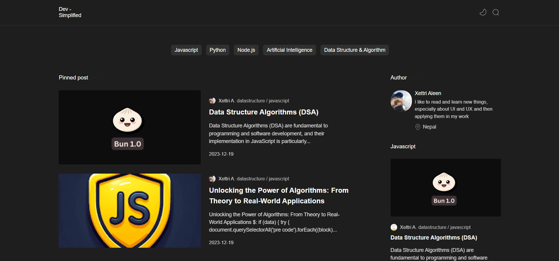 dark mode in dev-simplified blogsite