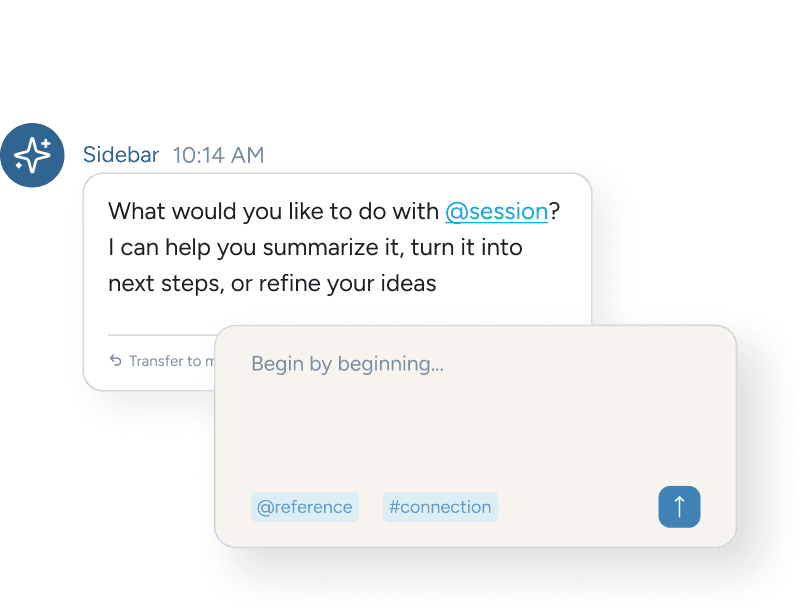 Wind Stream AI Sidebar showing a private thinking space alongside a shared team session