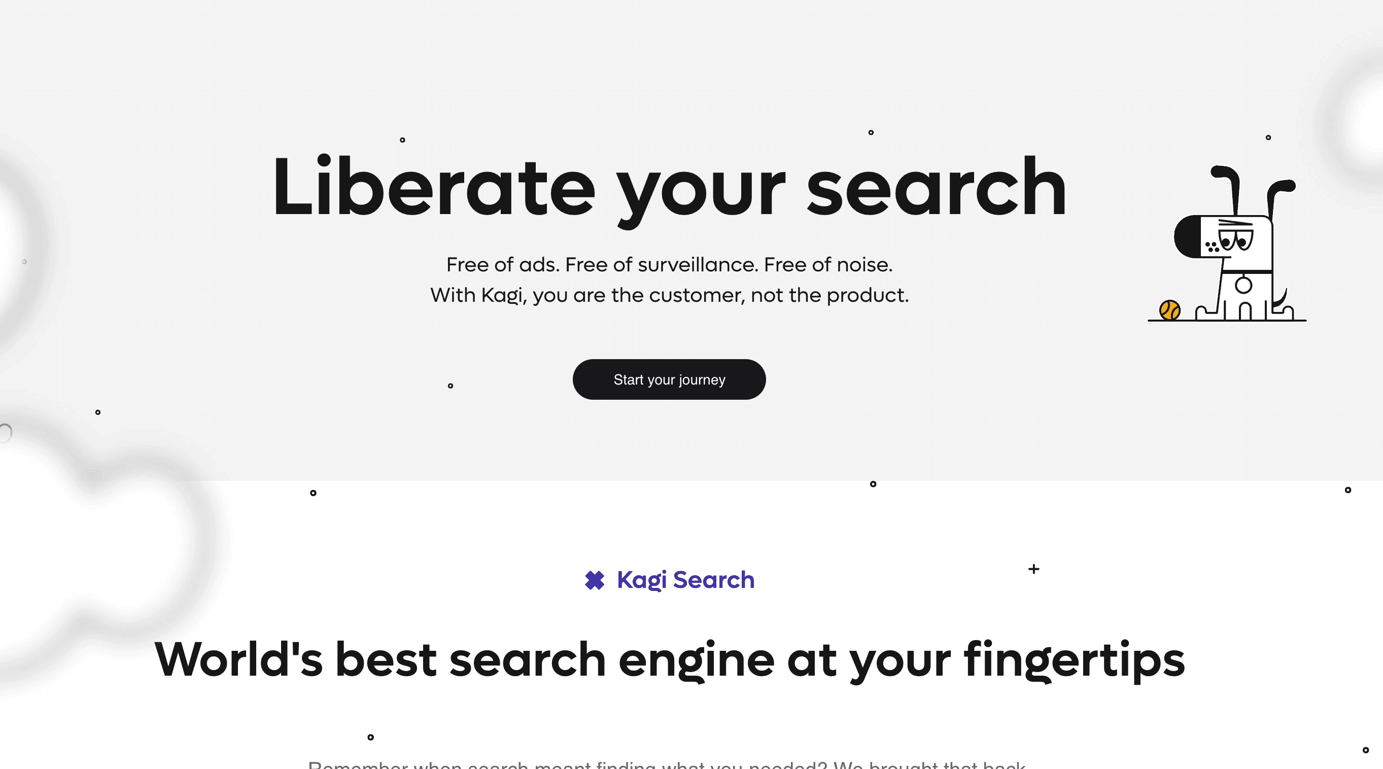 Kagi Search's homepage