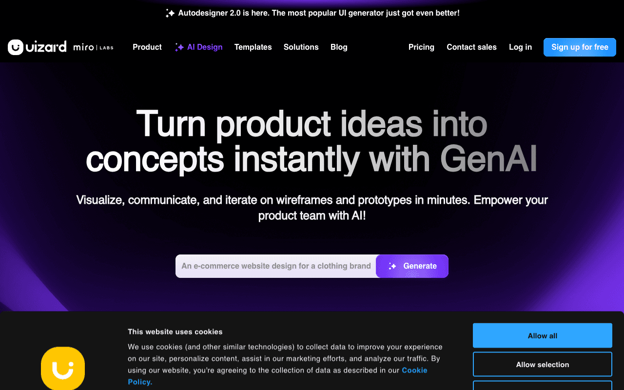 Uizard екранна снимка