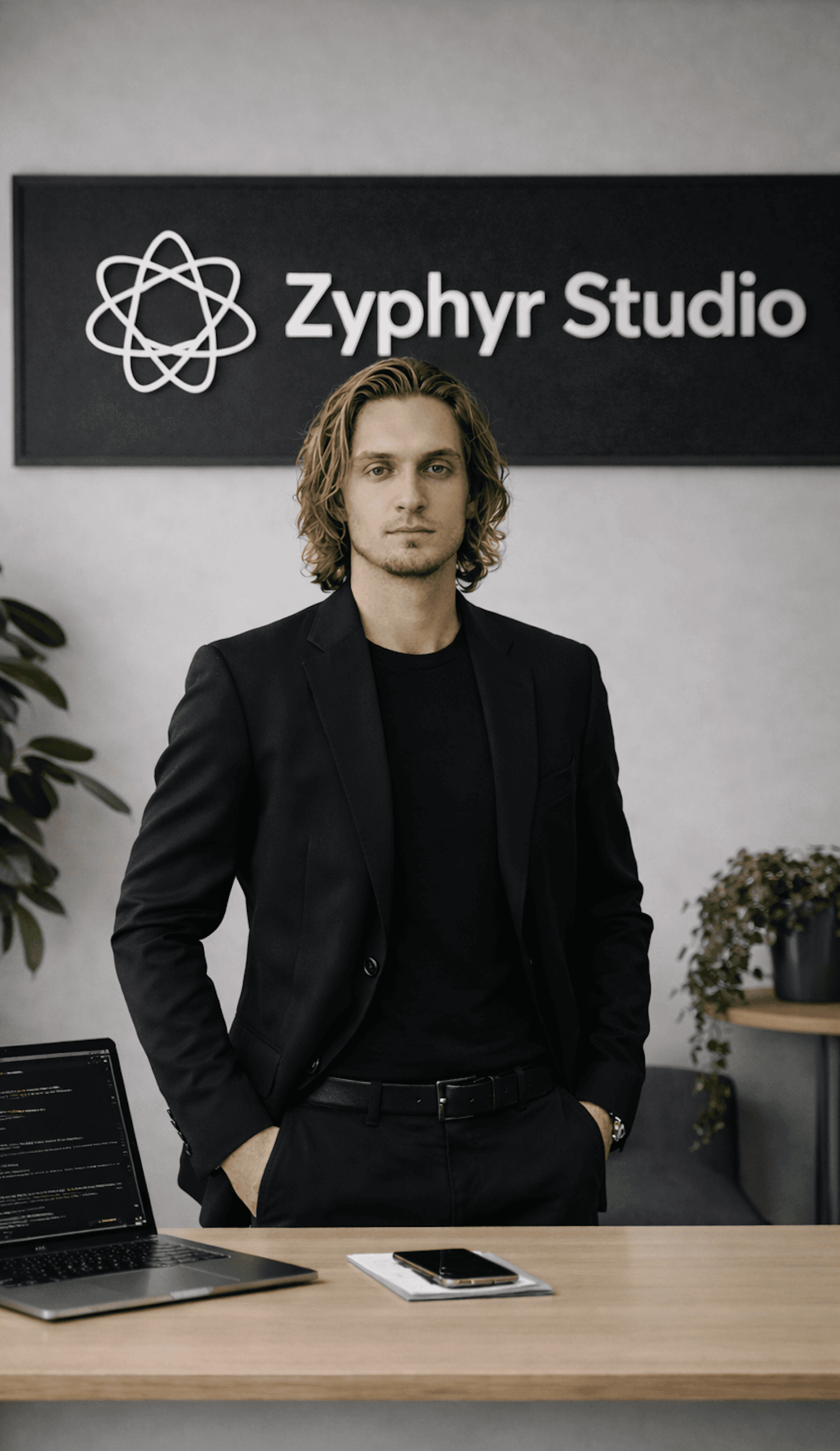 Team relaxing in green office lounge with plants