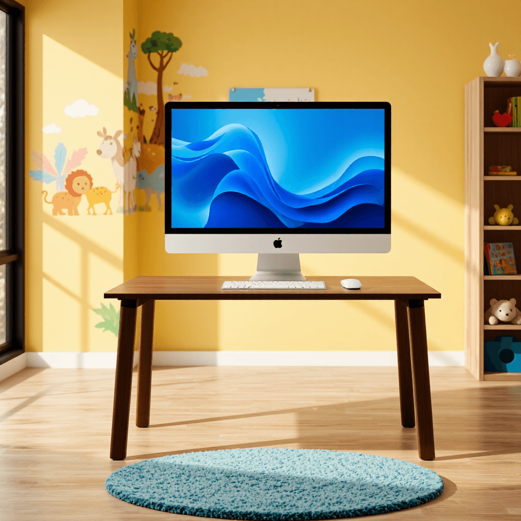 product photography of a desktop computer with monitor, keyboard, and mouse