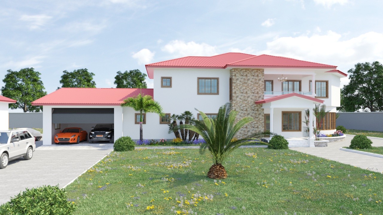 Image 3D de la facade principale du duplex D4-026 