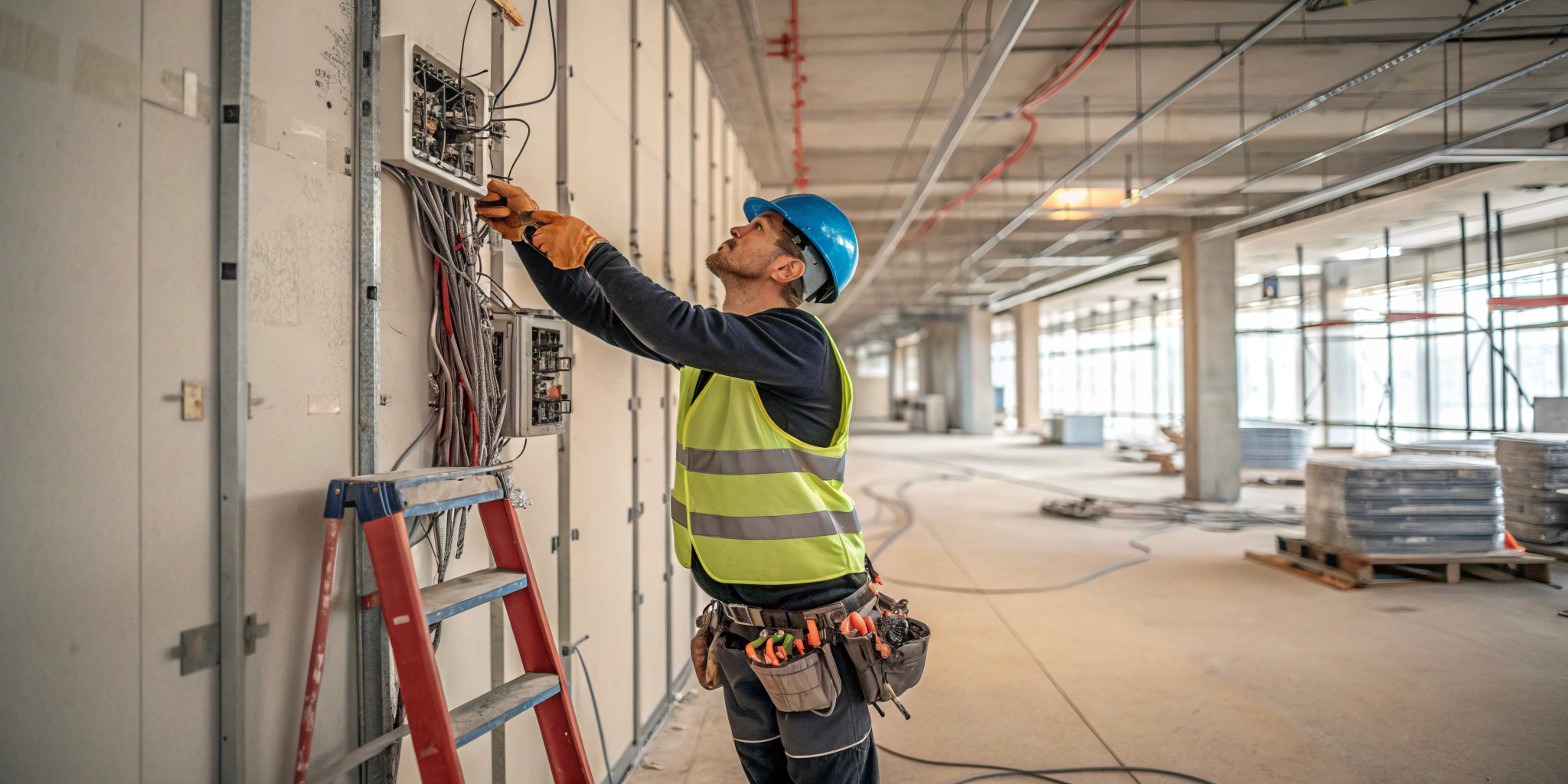 Person working inside commercial site
