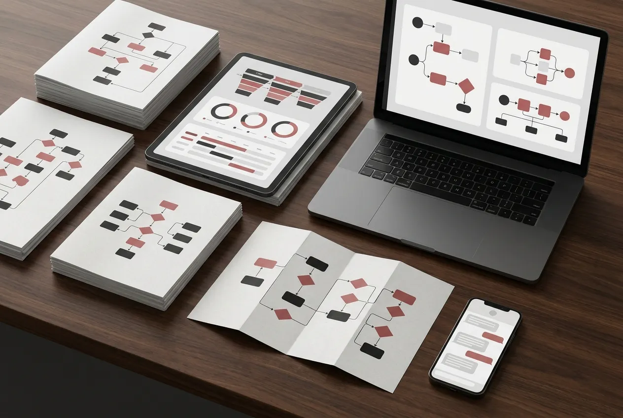 Digital Marketing setup by RockN' Socials on laptop, tablet, and phone.