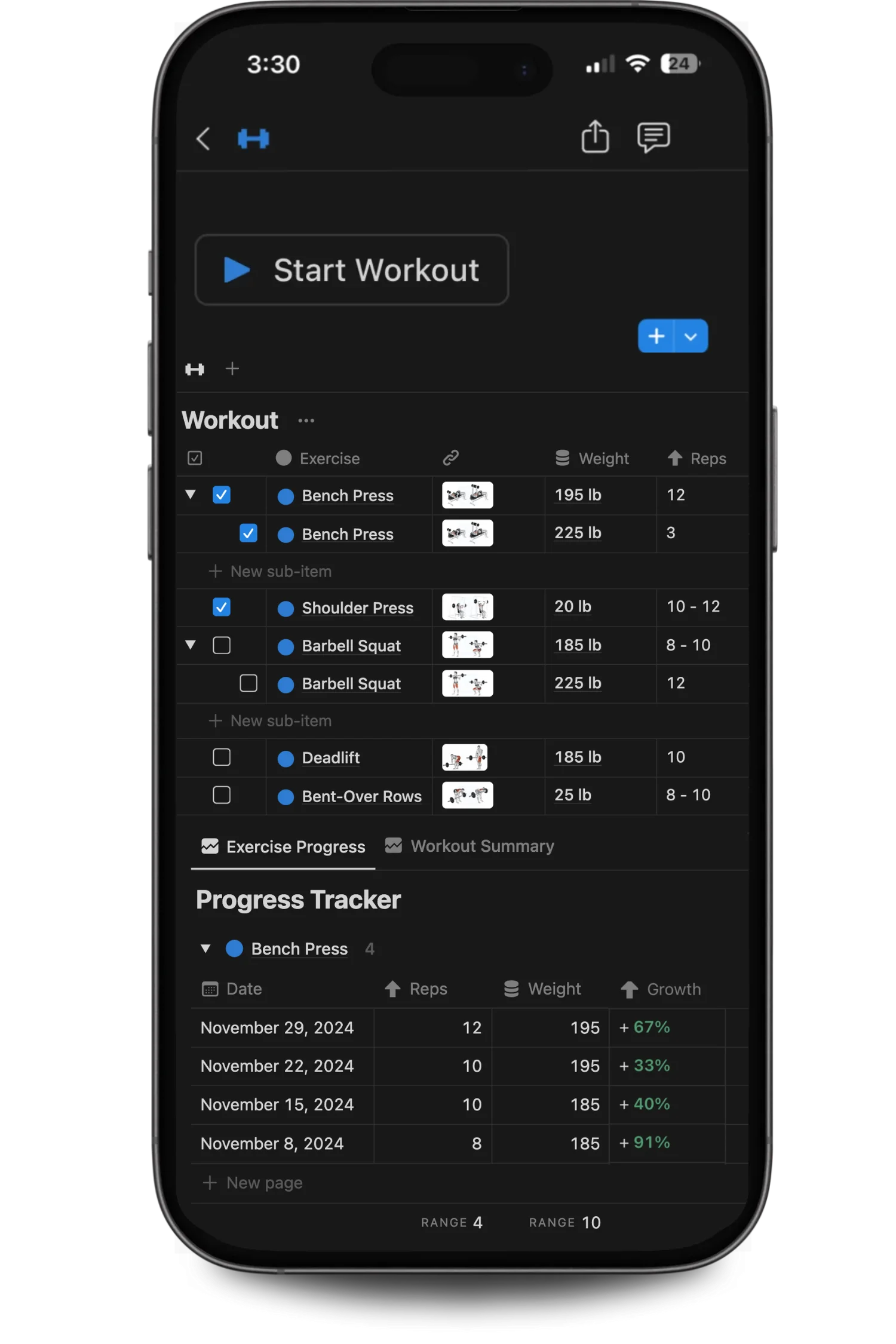 Personal Trainer Mobile Workout Tracker